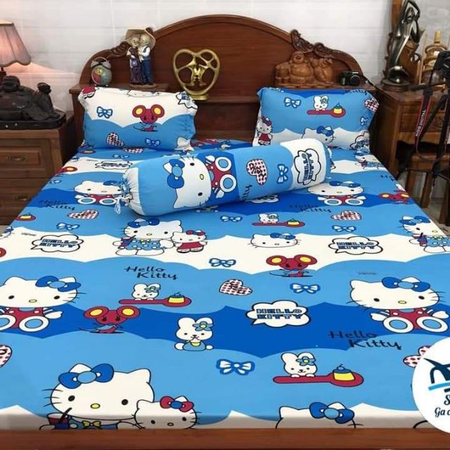 Ga cotton thun phủ nano kitty xanh