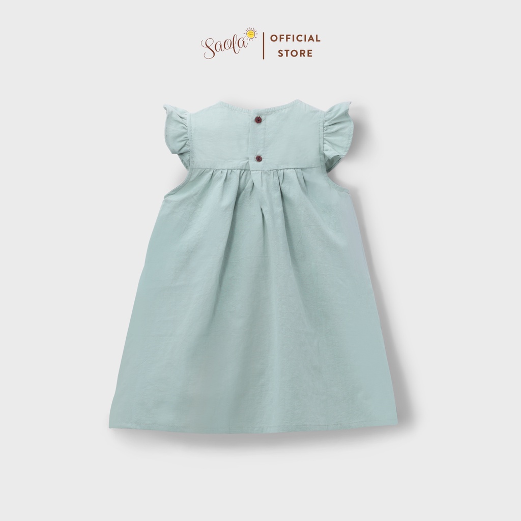 Đầm Bé Gái/ Váy Bé Gái Chất Cotton Xịn Xếp Ly Phối Ren - ANNIE DRESS - DRC013 - SAOLA KIDS CLOTHING - Xanh Mint