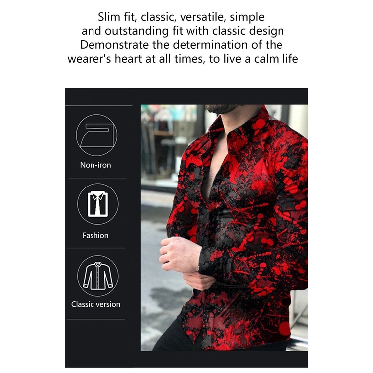 Áo sơ mi nam dài tay họa tiết hoa văn độc đáo