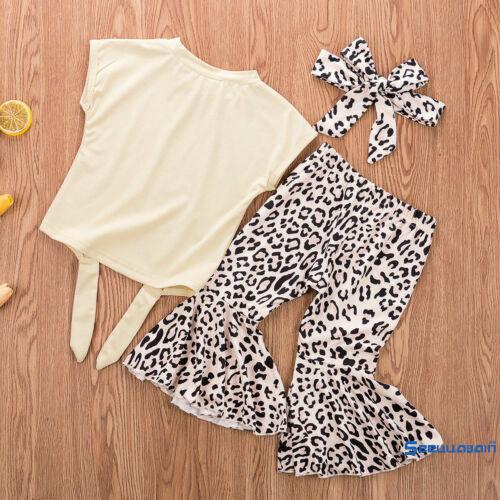 ❥☀✿SEEToddler Kids Girl Fashion Clothes Tops+Leopard Trousers+Headband Outfits Set