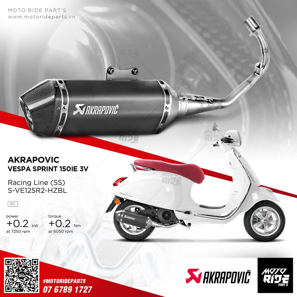 AKRAPOVIC PÔ ỐNG XẢ VESPA SPRINT PRIMAVERA IGET RACING LINE