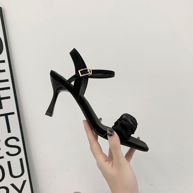 Giày Cao Gót Nữ Quai Nhún 7p Phối Xếp Ly Gót Nhọn mã E20