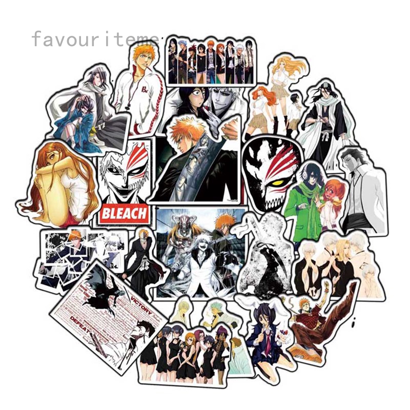 Bộ 50 miếng sticker bằng PVC kháng nước hình ảnh anime Bleach dùng để trang trí vali hành lý/xe hơi thời trang đẹp mắt