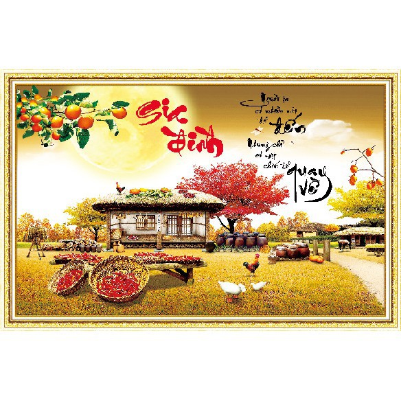 Tranh Đính Đá PHONG CẢNH GIA ĐÌNH HẠNH PHÚC Kt: 75cm x 55cm