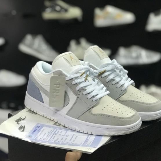 Giày Thể Thao𝐉𝐨𝐫𝐝𝐚𝐧 Xám Xanh Paris Cổ Thấp, Giày Sneaker JD Low Xám Gót Xanh Nam Nữ Mới Nhất - Full Box Bill