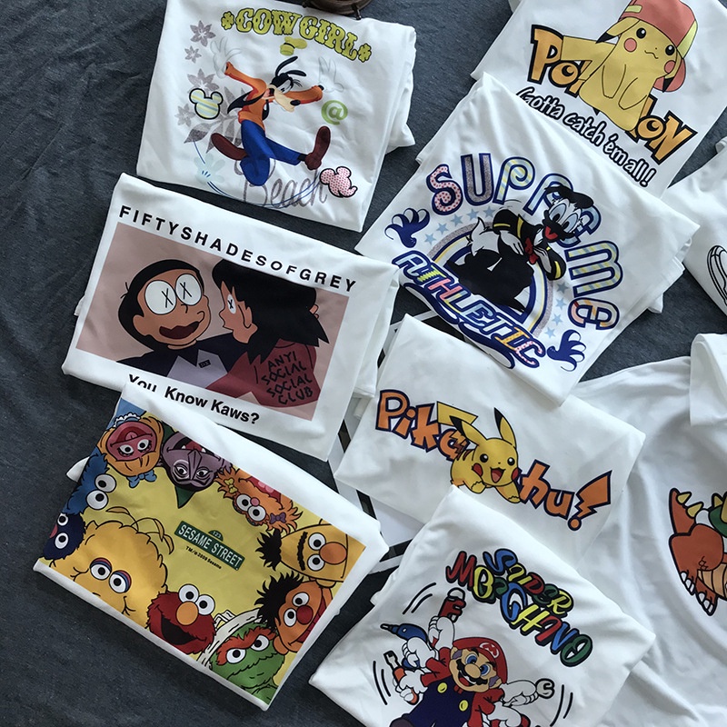 Áo Thun Thể Thao Tay Ngắn Dáng Rộng In Hình Chuột Mickey Disney Cho Nam Nữ