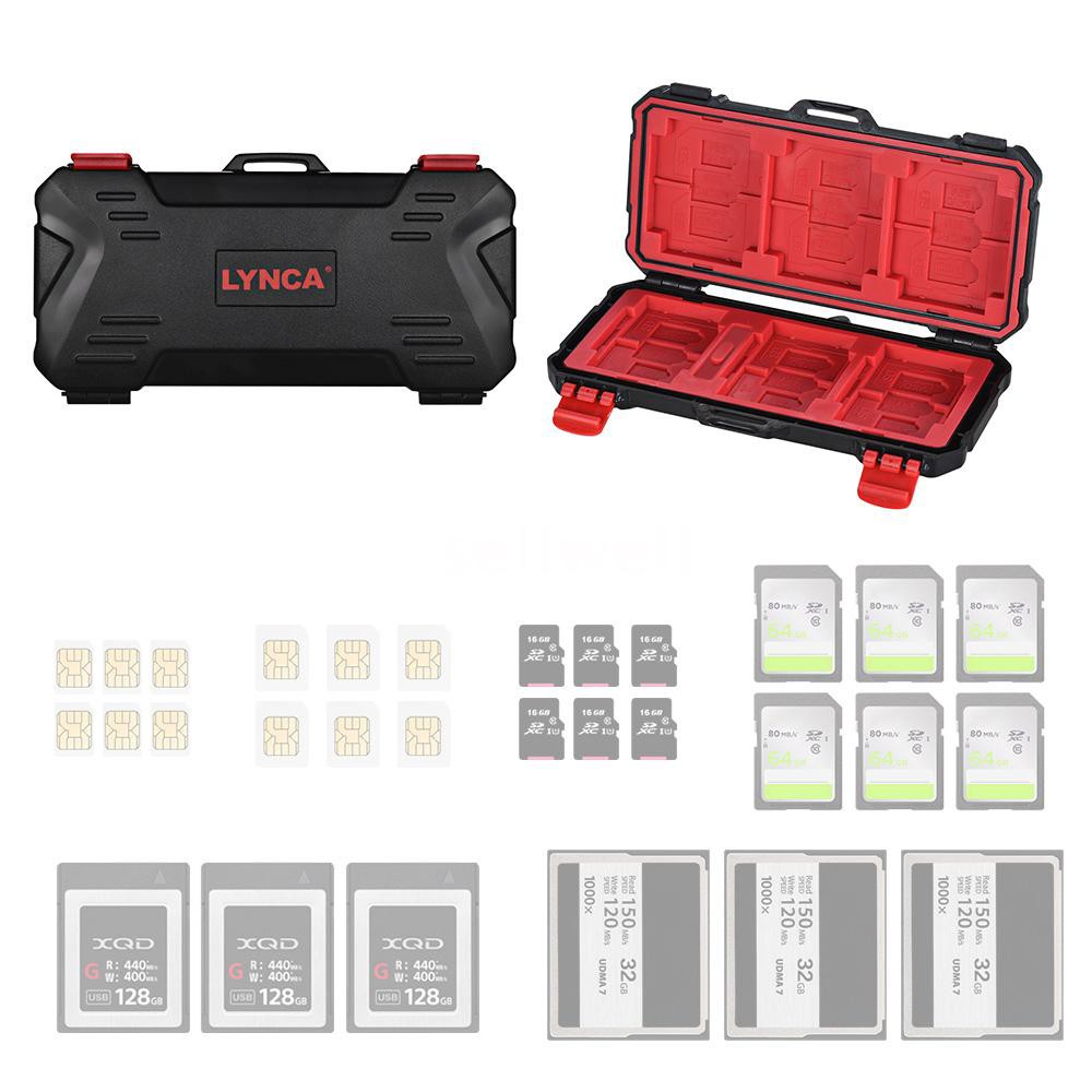 LYNCA KH 15 Water-resistant XQD/CF/TF/MSD/SD/Micro SIM/NANO Memory Card Case Box Keeper Carrying Holder Storage Organize