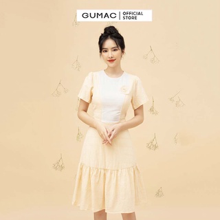 Đầm phối màu rã tùng GUMAC DB729
