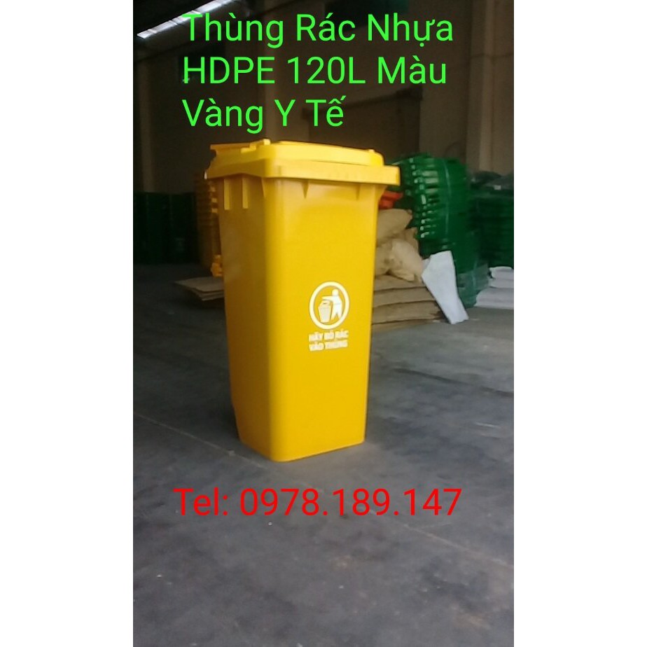 THÙNG RÁC NHỰA HDPE 120L CÓ CẦN ĐẠP CHÂN - 0978189147