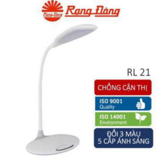 Đèn bàn led chống cận rạng đông 6w cảm ứng, đổi 3 màu / 5 mức ánh sáng rl 21-màu trắng