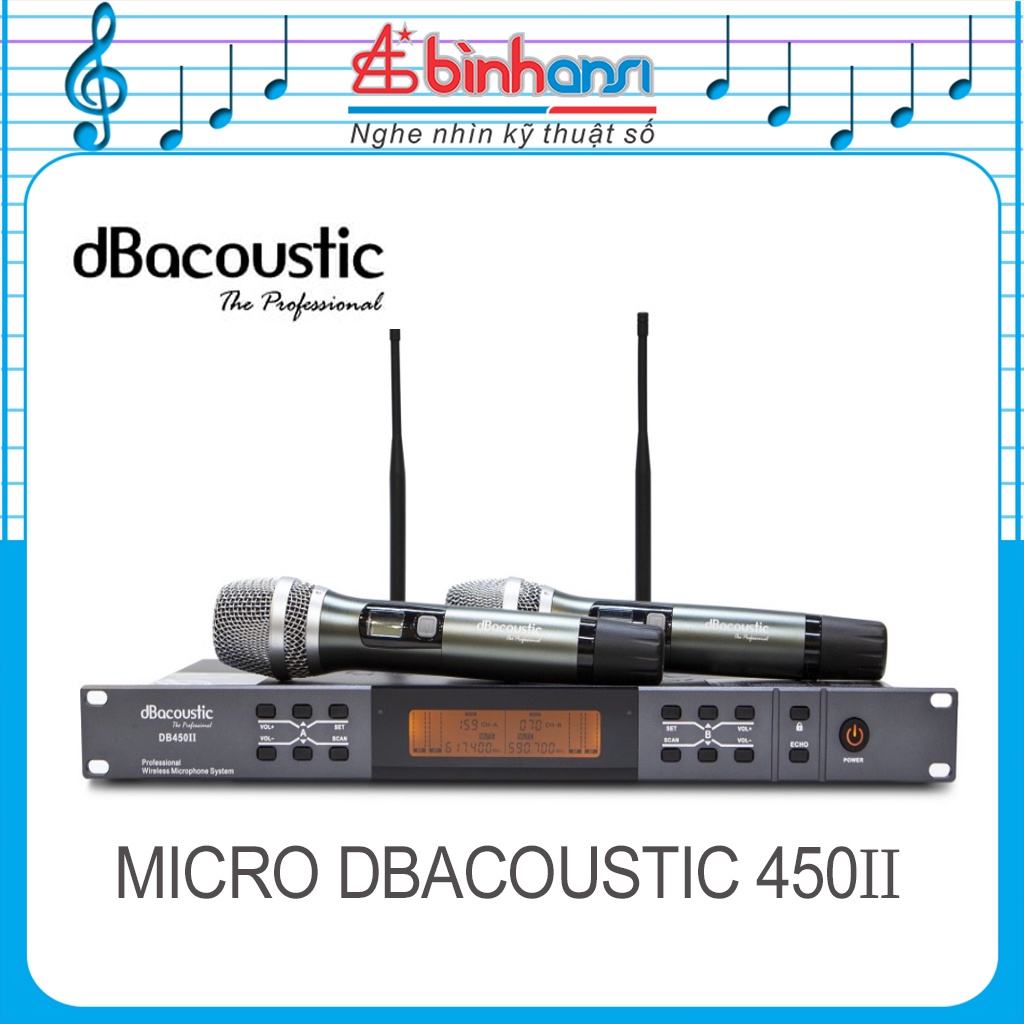 Micro dBacoustic 450ii new 2021 Hàng Chính Hãng, mic không dây karaoke chất lượng cao, tích hợp ECHO độc đáo