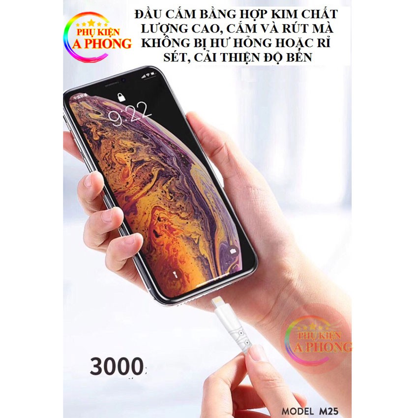 Cáp sạcSD Design M25,Dây sạc siêu bền dành cho ip,Micro,Type-C,BH 12 tháng.