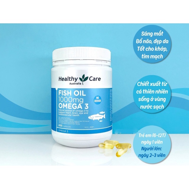 Free Ship Fish oil 1000mg omega 3 Healthy Care Úc