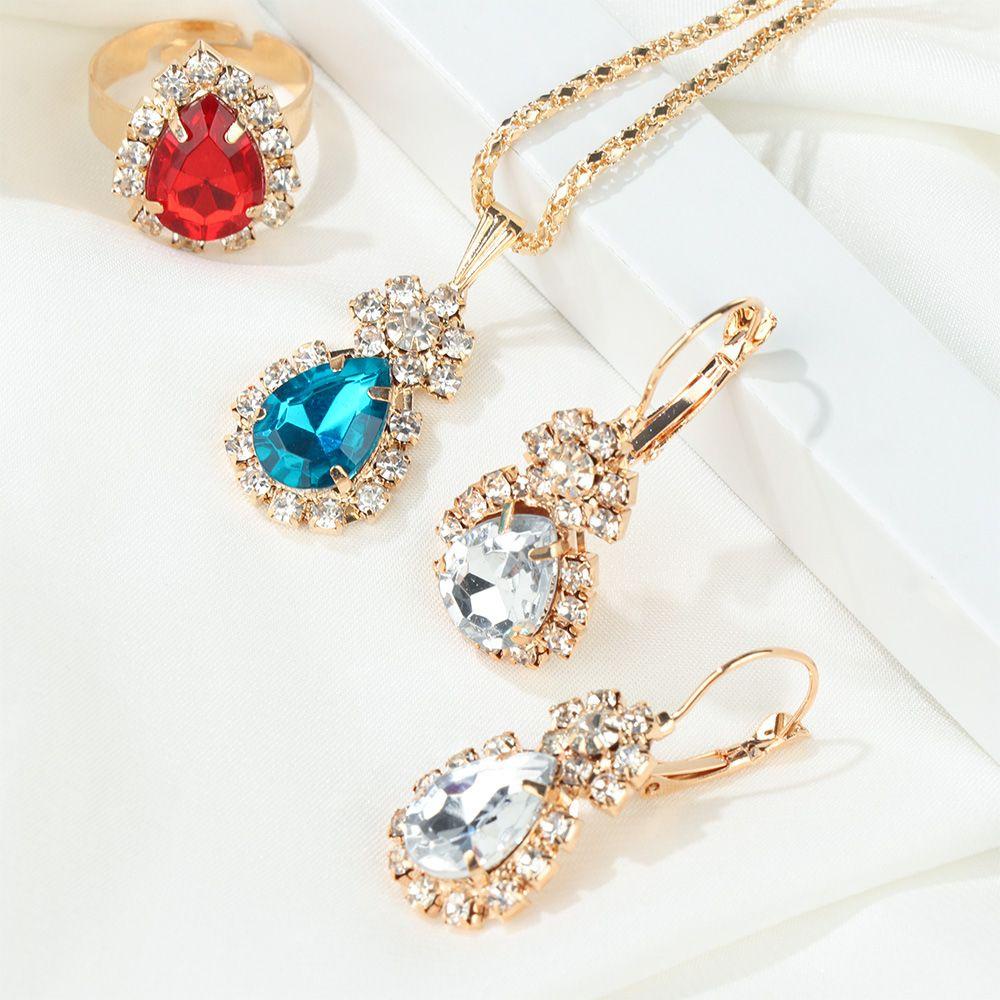 Bộ Dây Chuyền + Bông Tai + Nhẫn + Vòng Cổ Thời Trang