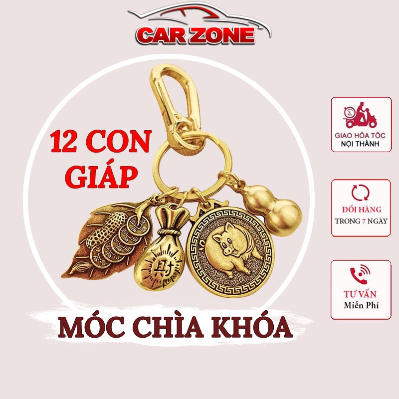 Móc Chìa Khóa Ô Tô Xe Máy 12 Con Giáp Phong Thủy Tài Lộc Phú Quý - Kim Loại VERSION 2 CarZone