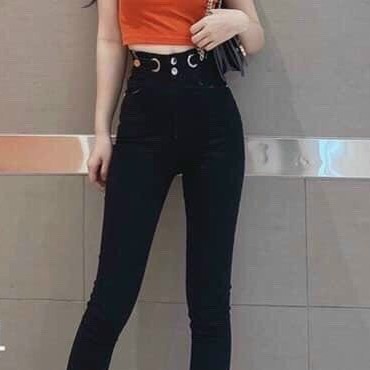 Quần Jean Nữ cao cấp màu đen lưng cao ôm body đẹp vải co dãn cao cấp-Black Fashion Shop-qn505