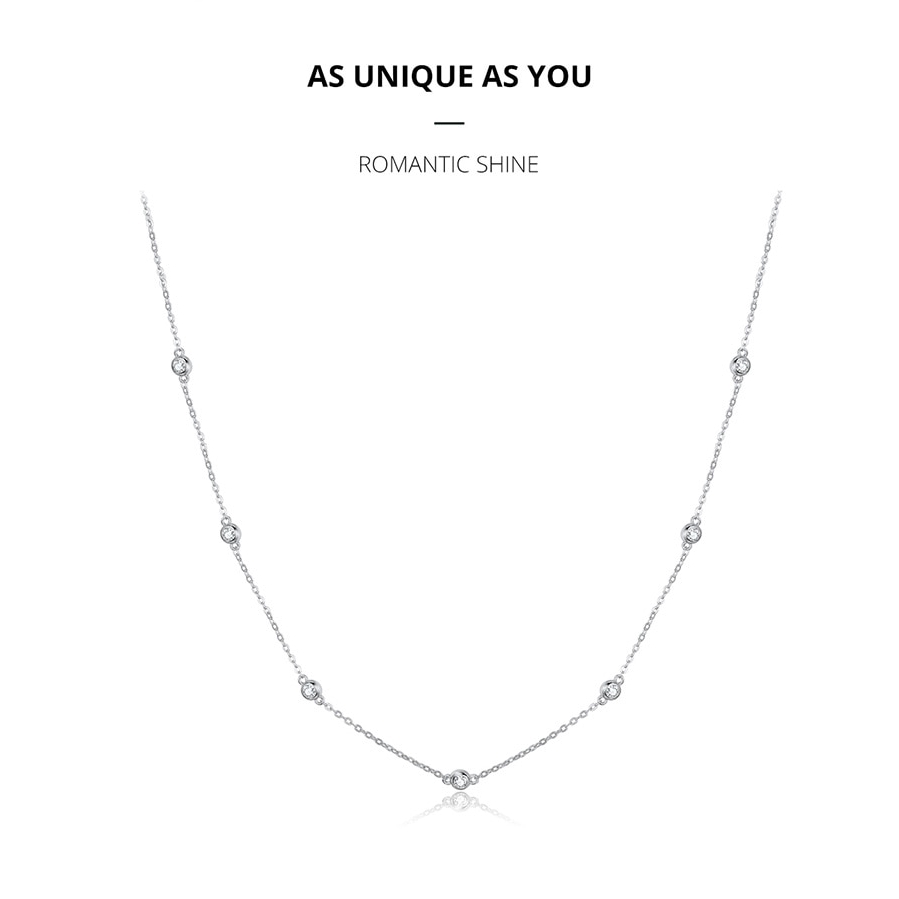 Dây chuyền Bamoer Sc393 bạc 925 kiểu giọt nước đính đá thời trang cho nữ