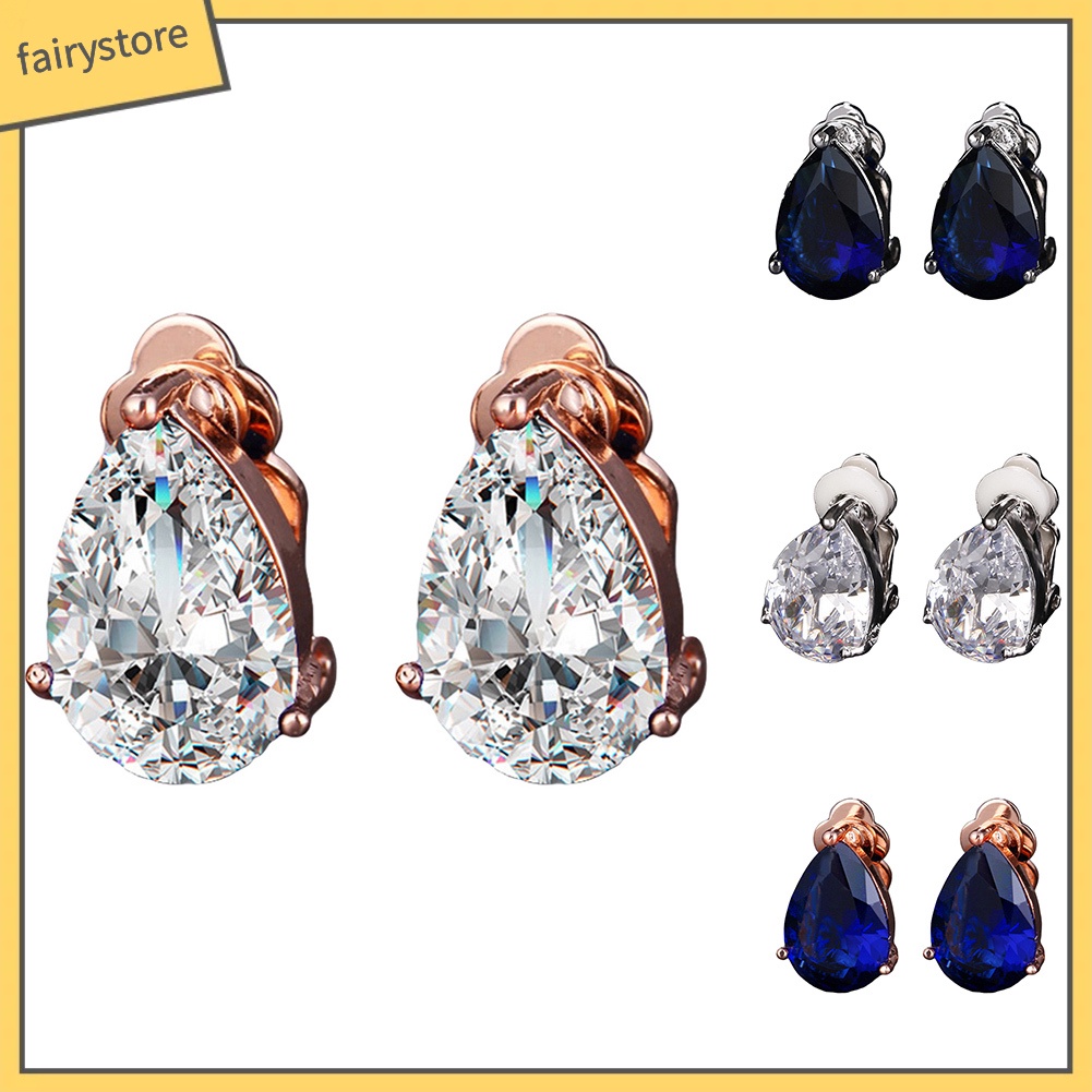 Bông Tai Đính Đá Hình Giọt Nước Thời Trang Cho Nữ