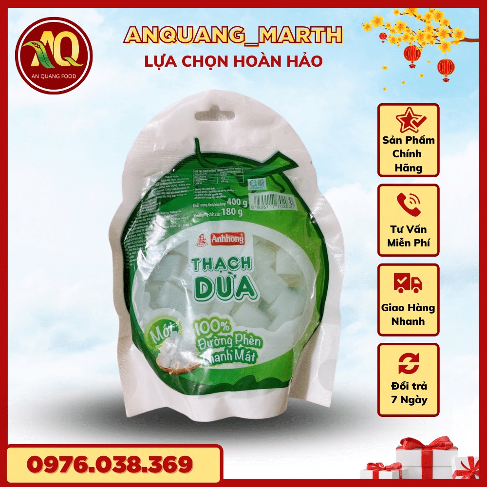 Thạch dừa  ANQUANG_MARTH,thạch túi Ánh Hồng gói 400gr và 900gr-Hàng chất lượng