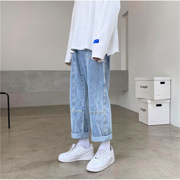 Quần jeans nam ống rộng, quần bò baggy nam ống xuông phong cách Hàn Quốc 02 | BigBuy360 - bigbuy360.vn