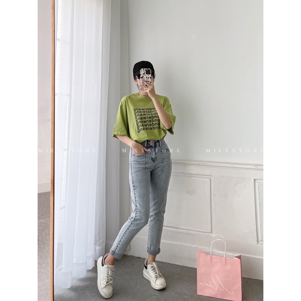 Quần Jean Nữ Baggy Lưng Cao 2 nút co giãn thoải mái phom dài mặc che đùi tốt phong cách sành điệu