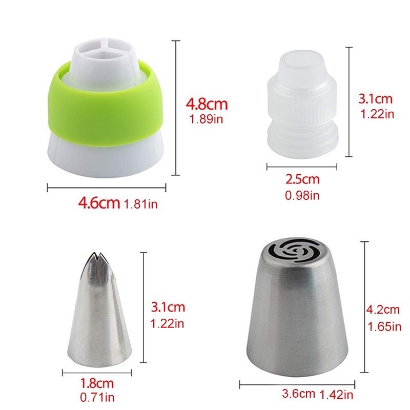 Bộ 12 đui bắt kem 3D kèm chốt + túi bắt kem