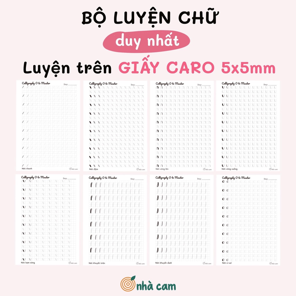 Bộ Luyện Chữ Calligraphy Giấy Caro Nhà Cam