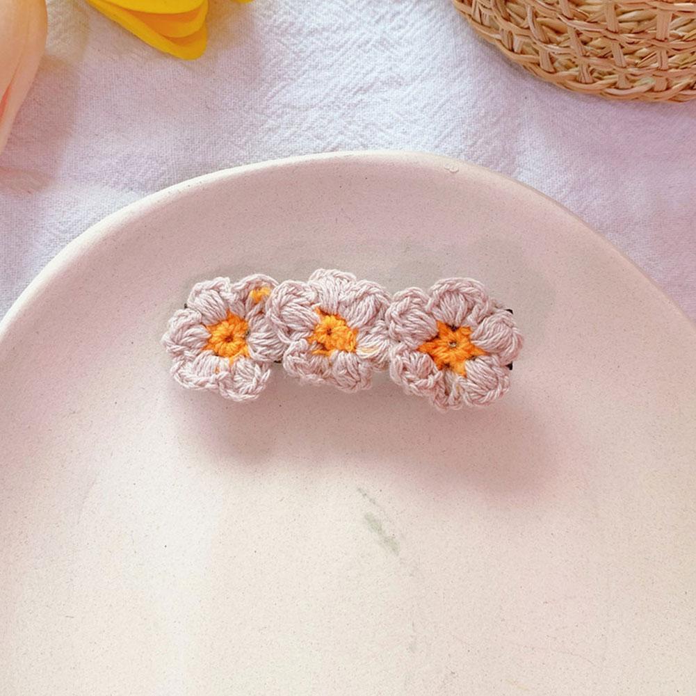 Phụ nữ Kẹp tóc nhỏ màu vàng tươi Cô gái xinh đẹp Daisy Len sợi Kẹp tóc SD