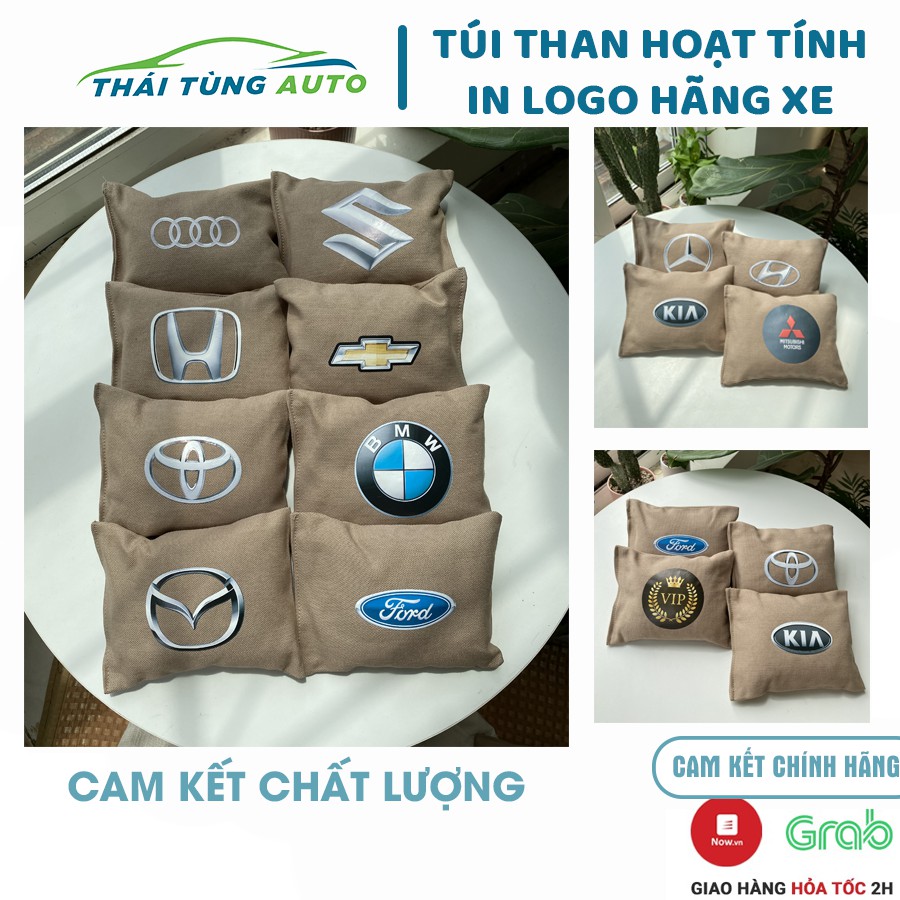 Túi than hoạt tính khử mùi ô tô in logo các hãng xe, than khử mùi xe ô tô diệt khuẩn 180gr cao cấp đủ logo các hãng xe