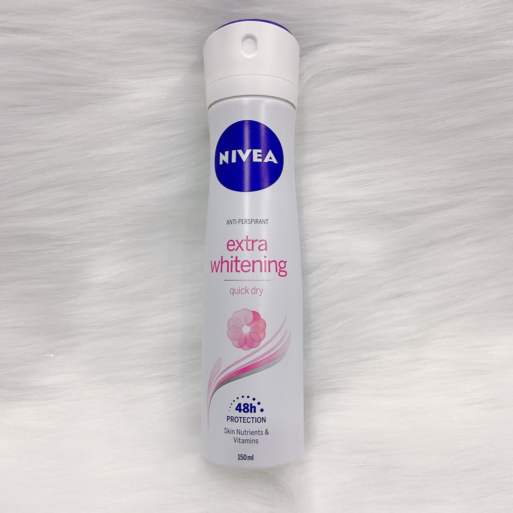 Xịt Ngăn Mùi Trắng Mịn, Mờ Thâm Nivea Extra Whitening Anti-Perspirant 48h Protection Pray 150ml - 82967 | BigBuy360 - bigbuy360.vn