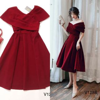 Váy đầm xòe dự tiệc trễ vai V1288 HD Store kèm ảnh trải sàn