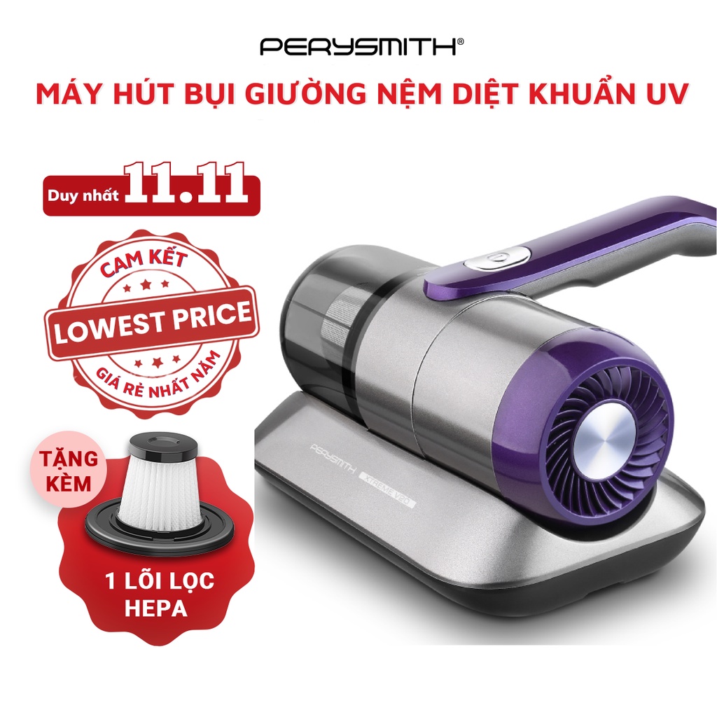 [Mã ELBMO500 giảm 10% đơn 500K] Máy hút bụi giường nệm diệt khuẩn UV PerySmith XTREME V20 không dây cầm tay 