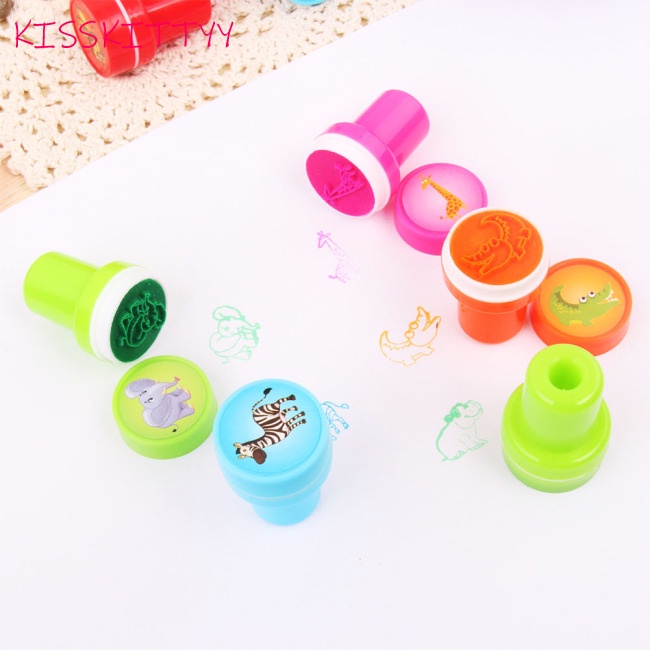 Set 10 con dấu tự in hình động vật khủng long hoạt hình làm đồ chơi cho trẻ em