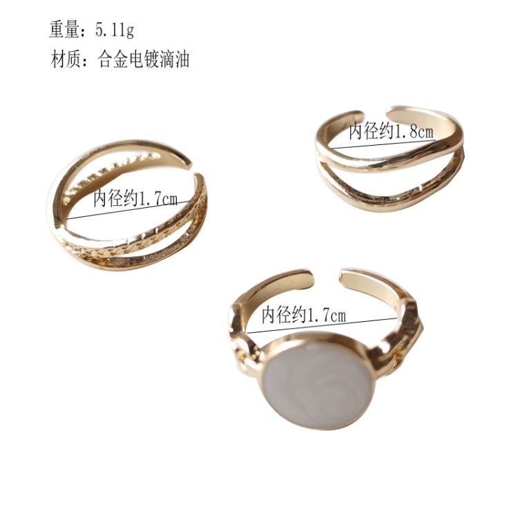 Set of 3 Luxury Korean Style Fashion Rings