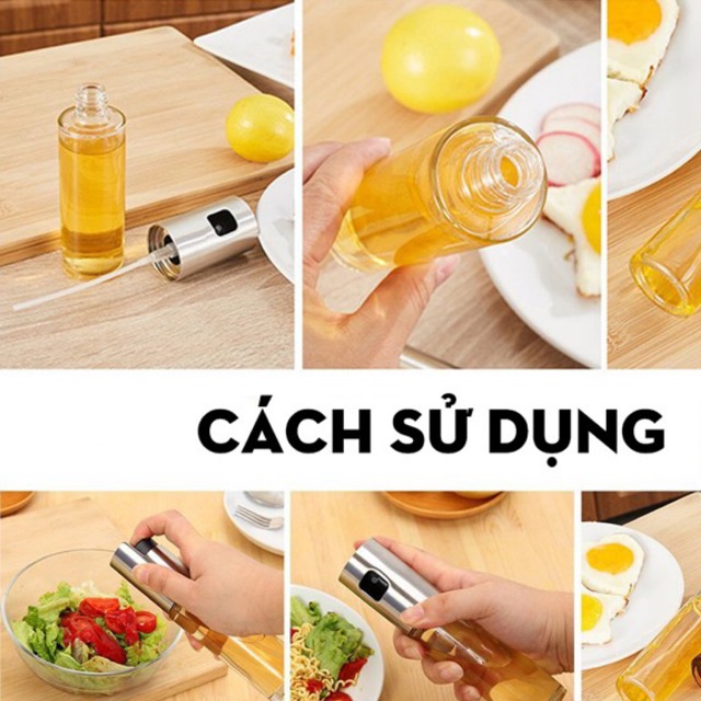 Bình Xịt Dầu Ăn Thủy Tinh, Chai Xịt Dầu Ăn Phun Sương 100ml