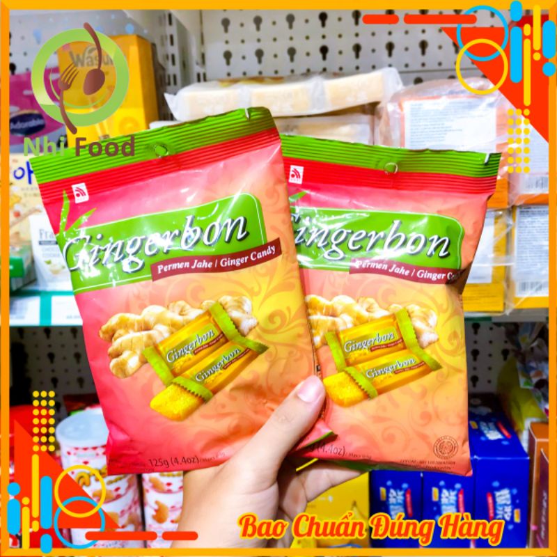 Kẹo Gừng Dẻo Gingerbon Bịch 125g Gồm 31 Viên