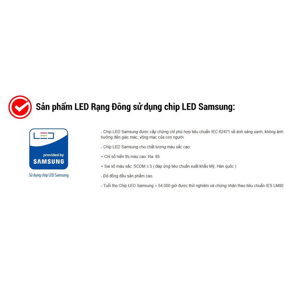 Bóng đèn LED Rạng Đông, ChipLED SAMSUNG, 2 năm bảo hành, 3-5-7-9-10-12-15W