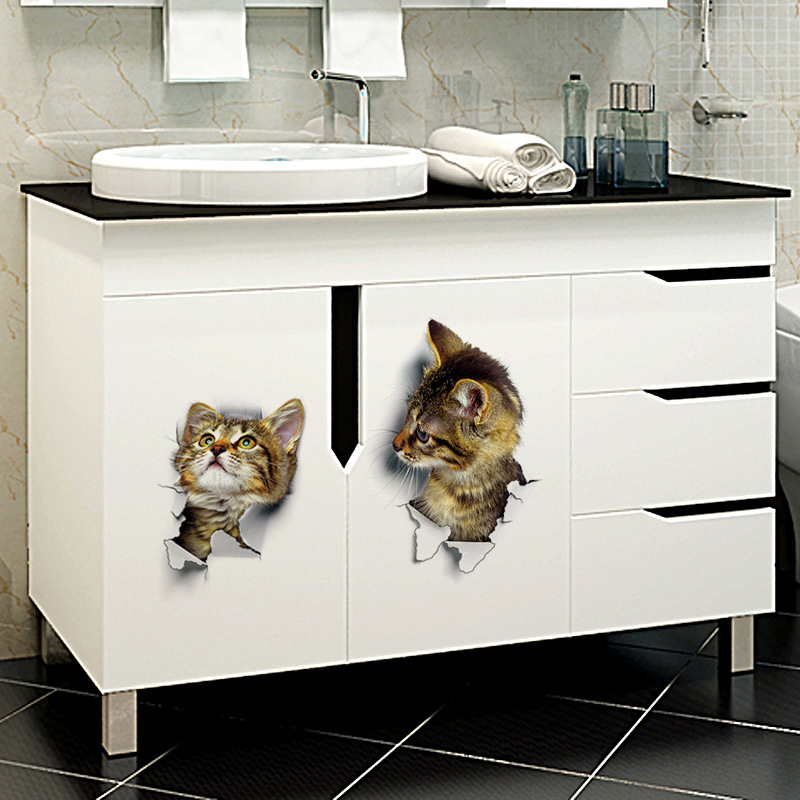 Miếng Dán Tường Hình Mèo 3d Dễ Thương