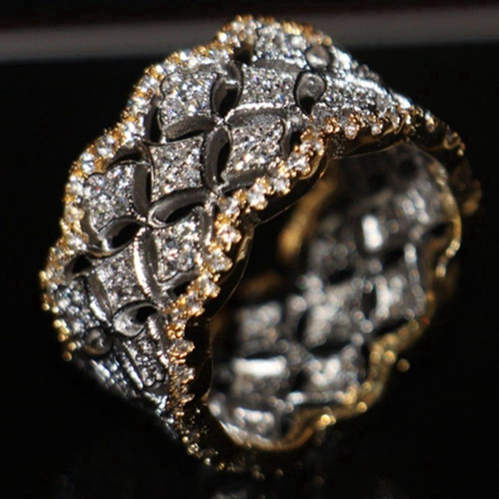 Nhẫn hình ngôi sao chéo đính kim cương quà tặng trang sức thời trang cho nam nữ