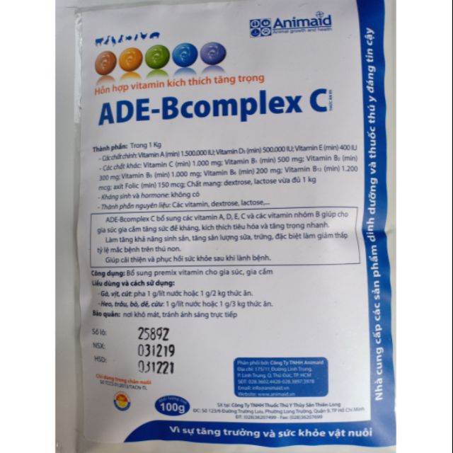 ADE Bcomplex 1 gói 100 gam ( combo 10gói*100 gam)