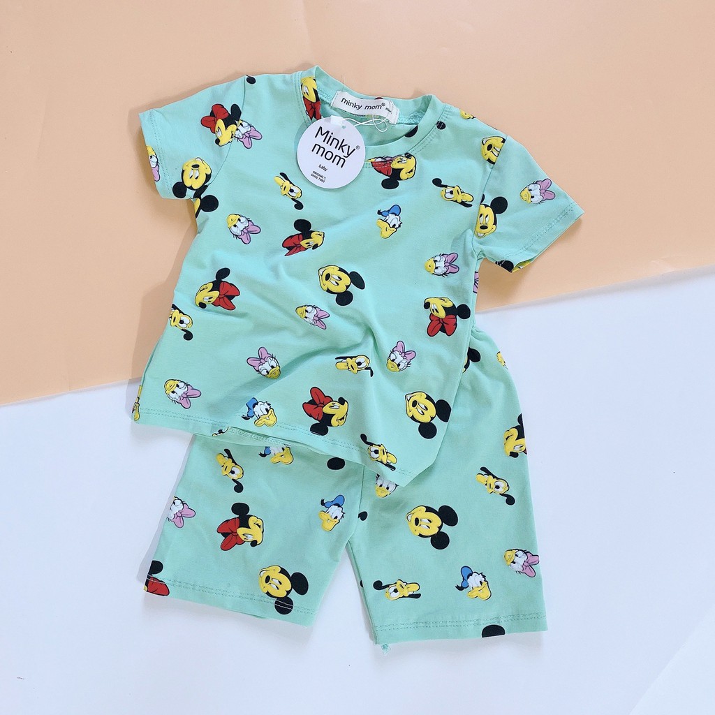 Sale !!! Bộ Cộc Cotton 100% Hàng Minky Mom Họa Tiết Động Vật Ghi-Cánh Cụt Cho Bé (Sz 8-18kg)