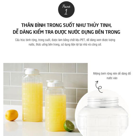 Bình nước Lock&Lock dung tích 1L bằng nhựa nguyên sinh dùng cho lò vi sóng, thoải mái đựng nước nóng | BigBuy360 - bigbuy360.vn