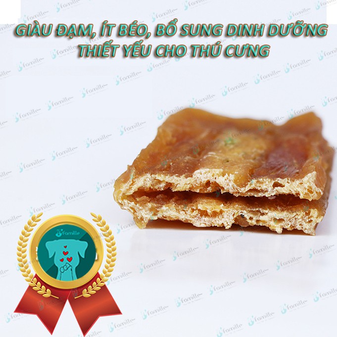 Treat Thưởng Dinh Dưỡng Cho Chó JFamille, Thịt Gà Nhồi Bông Cải/ Cá Tuyết. Pet Snack Gói 100gr - JF1056