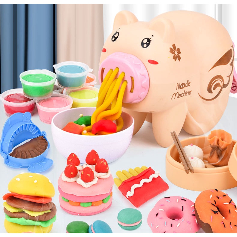 Đồ Chơi Heo Con Sáng Tạo Máy Làm Mỳ, Kem, Bánh Làm Từ Đất Nặn Thông Minh Trí Tuệ Dành Cho Bé