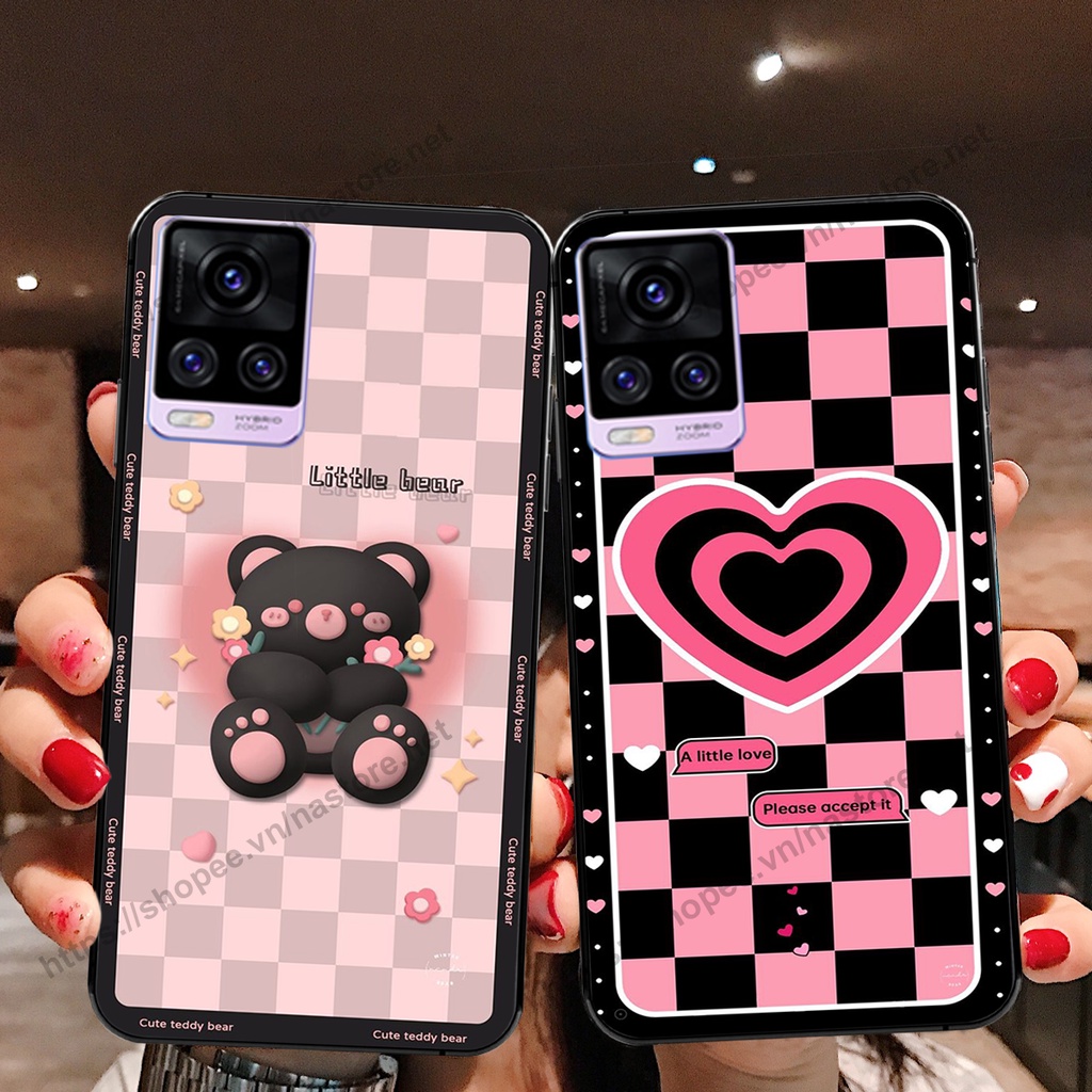 Ốp lưng Vivo V20 gấu, đồng hồ dễ thương cute giá rẻ