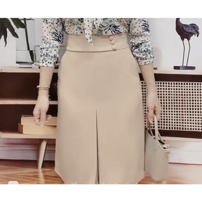 Chân váy bọc cúc G166, đầm công sở thiết kế đẹp có túi hai bên hông, đủ size dễ mang  - GEM Fashion