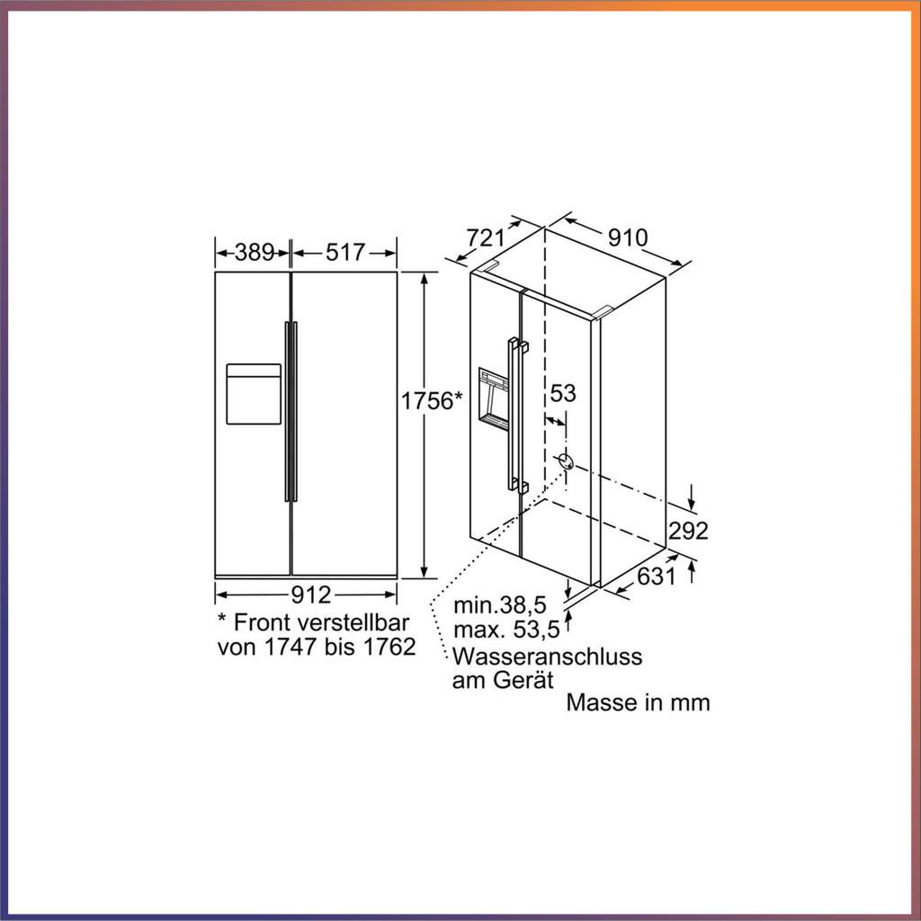 Tủ Lạnh Side By Side Bosch KAD92SB30 - Seri 88 TGB nhập khẩu nguyên chiếc ( Bảo Hành 3 Năm )