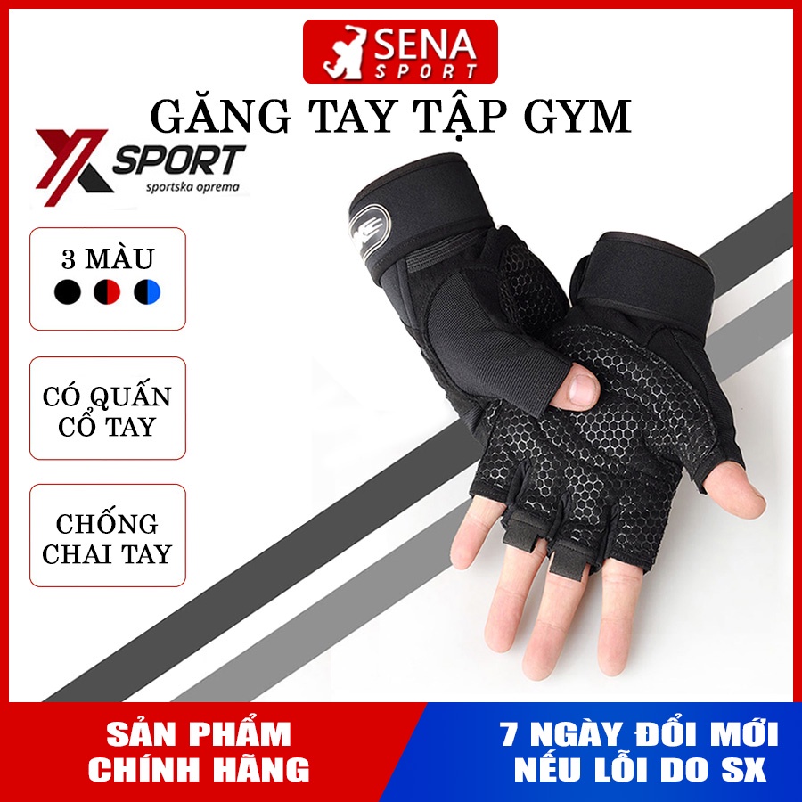 Găng tay tập gym có quấn cổ tay ⭐️FREE SHIP⭐️ Găng tay thể thao XXX có quấn trợ lực cổ tay