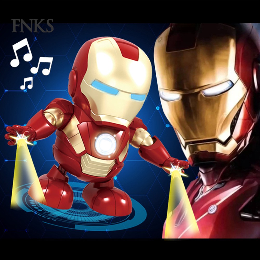 Mô Hình Nhân Vật Iron Man Nhảy Múa Có Đèn Và Nhạc Cho Bé