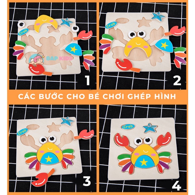 Tranh Ghép Gỗ 3D Nhiều Mẫu Nghộ Nghĩnh Cho Bé Vừa Học Vừa Chơi - BỐ KHỦNG LONG
